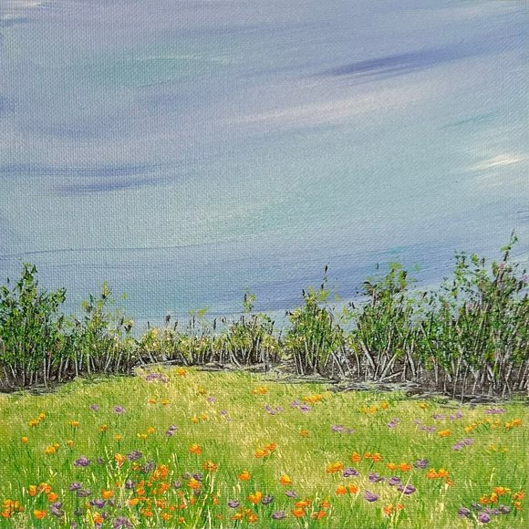 A Walk In The Park by Deb Bossert Artworks, 8" x 8" Nature Landscape Painting